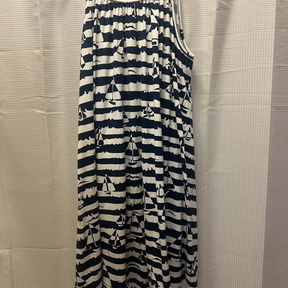 Navy and White Nautical Stripe Maxi Dress